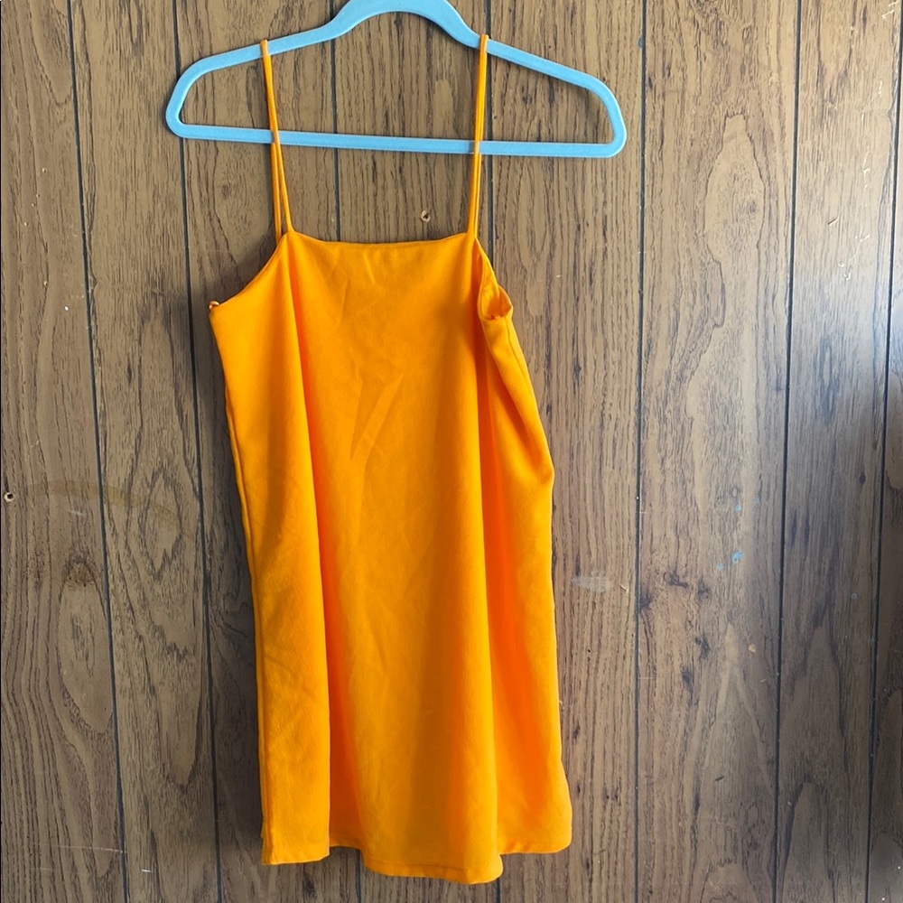 Zara Orange Mini Dress with Spaghetti Straps